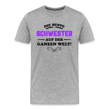 die beste schwester - Männer Premium Bio T-Shirt - Grau meliert - Vorne - Damien (186cm)