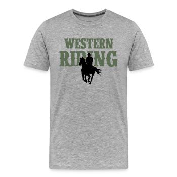 Western Riding Man - Men's Premium Organic T-Shirt - heather grey - Front - Damien (186cm)