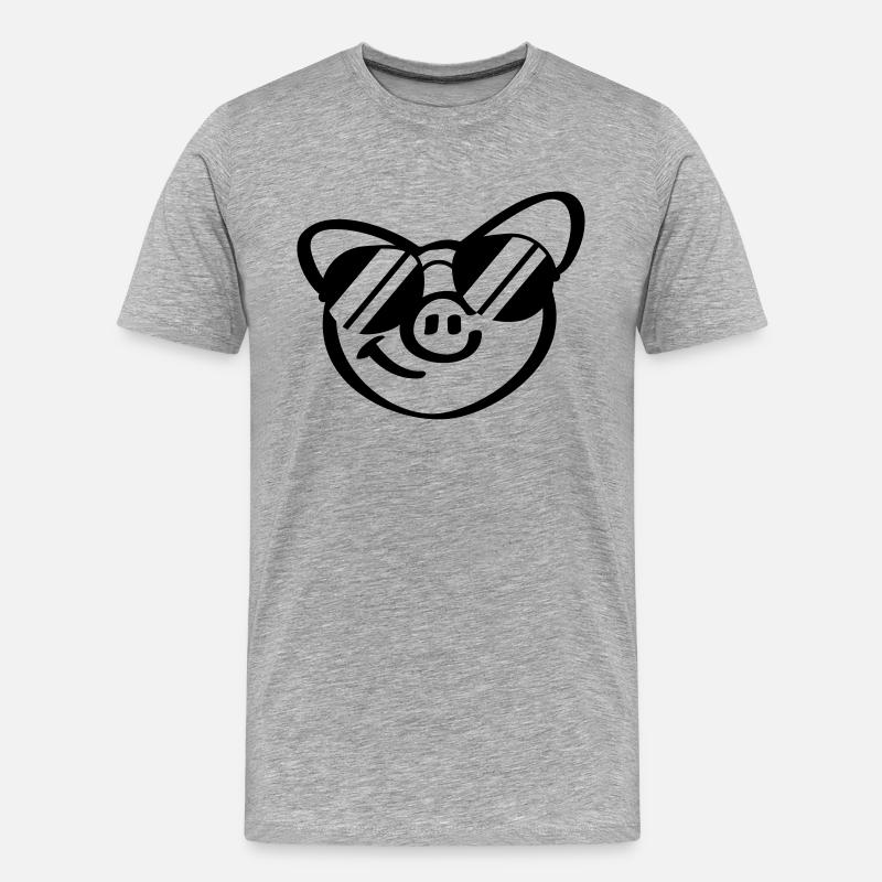 Cool Pig Face - Männer Premium Bio T-Shirt - Grau meliert