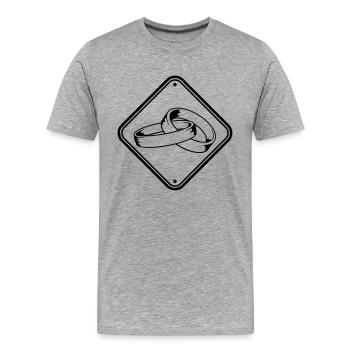 achtung gefahr vorsicht hinweis schild warnung 2 v - Männer Premium Bio T-Shirt - Grau meliert - Vorne - Damien (186cm)