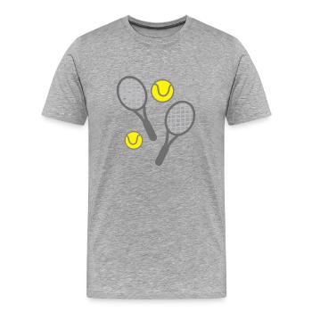 Tennisschläger und Bälle - Männer Premium Bio T-Shirt - Grau meliert - Vorne - Damien (186cm)