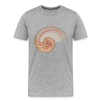 Mathematik Symbole Golden Spirale Nautilus Muschel - Männer Premium Bio T-Shirt - Grau meliert - Vorne - Damien (186cm)