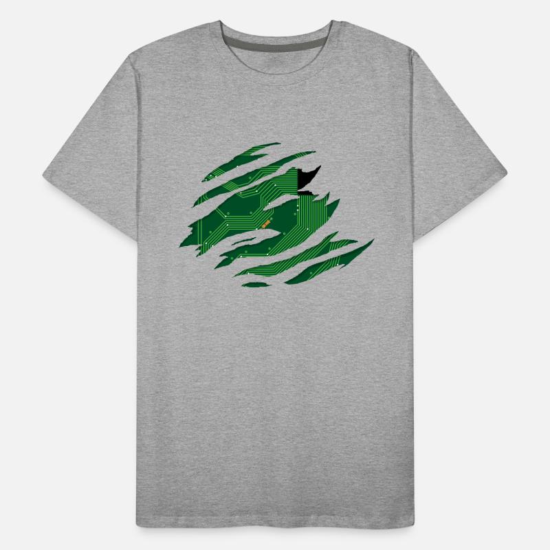 Computer Platine hinter einem Kratzer mit CPU Männer Premium Bio T-Shirt