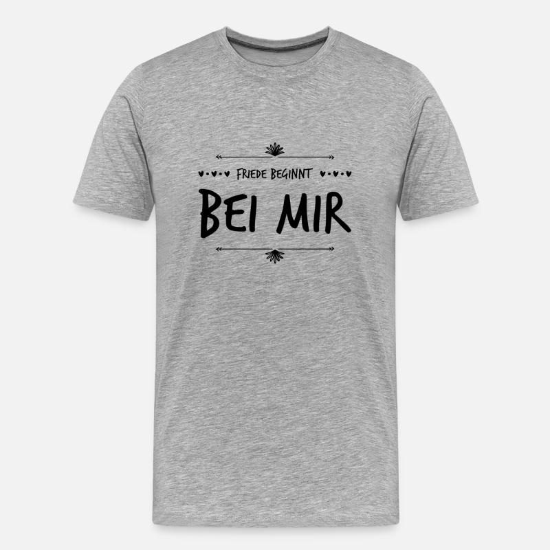 Friede beginnt bei mir - Männer Premium Bio T-Shirt - Grau meliert