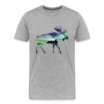 Double exposure animals moose northern lights gift idea - Men's Premium Organic T-Shirt - heather grey - Front - Damien (186cm)