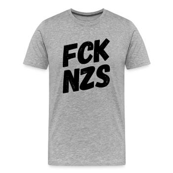 Nazis raus - Männer Premium Bio T-Shirt - Grau meliert - Vorne - Damien (186cm)