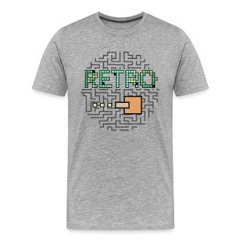Retro Text & Maze Shooter Game - Men's Premium Organic T-Shirt - heather grey - Front - Damien (186cm)