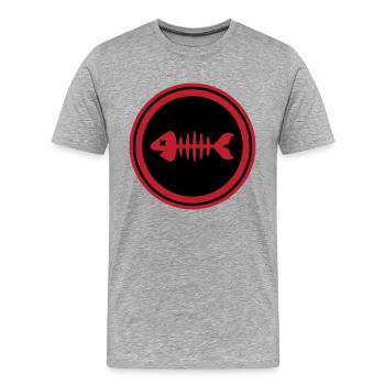 Fish Symbol Bone Bones - Men's Premium Organic T-Shirt - heather grey - Front - Damien (186cm)