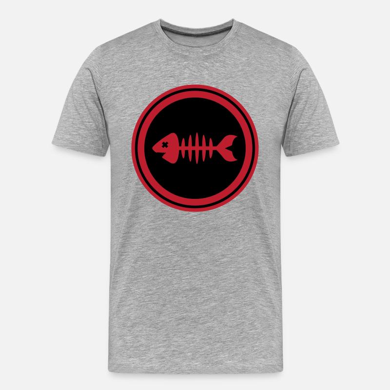 Fisch Symbol Knochen Gräte - Männer Premium Bio T-Shirt - Grau meliert