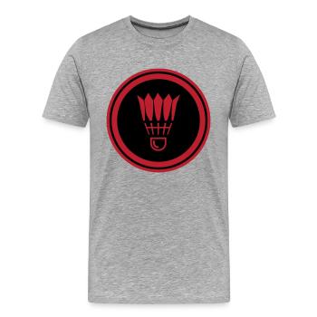 Symbole de badminton - T-shirt bio Premium Homme - gris chiné - Devant - Damien (186cm)