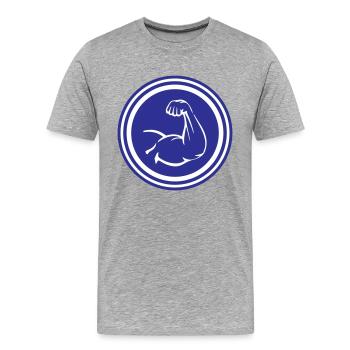 Arm muscles biceps - Men's Premium Organic T-Shirt - heather grey - Front - Damien (186cm)