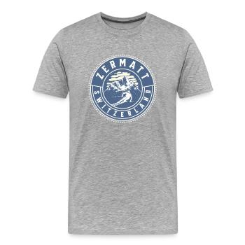 Zermatt, Schweiz, Vintage-Skifahren - Männer Premium Bio T-Shirt - Grau meliert - Vorne - Damien (186cm)