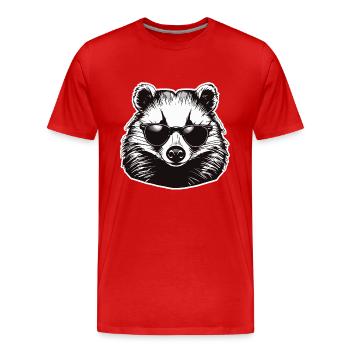 Blaireau / Rongeur / Animal / Rayure / Sauvage - T-shirt bio Premium Homme - rouge - Devant - Damien (186cm)