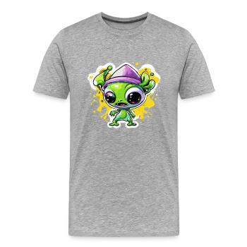 Alien / Außerirdisch / Ovni / Zone 51 / Tout / Mars - T-shirt bio Premium Homme - gris chiné - Devant - Damien (186cm)