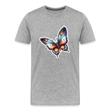 Butterfly / Animal / Insect / Flying / Summer - Men's Premium Organic T-Shirt - heather grey - Front - Damien (186cm)