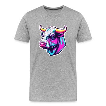Taureau / Taureau / Animal / Cornes / Tauromachie - T-shirt bio Premium Homme - gris chiné - Devant - Damien (186cm)