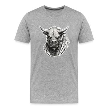 Taureau / Taureau / Animal / Cornes / Tauromachie - T-shirt bio Premium Homme - gris chiné - Devant - Damien (186cm)