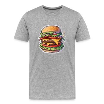 Burgers / Restauration rapide / Nourriture / Petits pains / Boeuf - T-shirt bio Premium Homme - gris chiné - Devant - Damien (186cm)