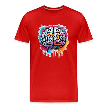 Brain / Knowledge / Intelligence / Clever / Thinking - Men's Premium Organic T-Shirt - red - Front - Damien (186cm)