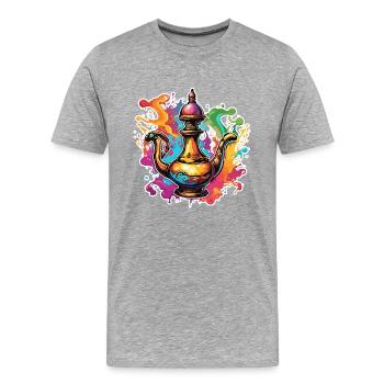 Wunderlampe / Wünsche /Orient / Wunder / Genie - Männer Premium Bio T-Shirt - Grau meliert - Vorne - Damien (186cm)