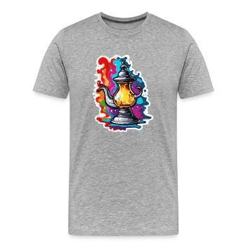 Wunderlampe / Wünsche /Orient / Wunder / Genie - Männer Premium Bio T-Shirt - Grau meliert - Vorne - Damien (186cm)