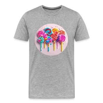 Sucette / Sucette / Bonbons / Lécher / Mignon - T-shirt bio Premium Homme - gris chiné - Devant - Damien (186cm)