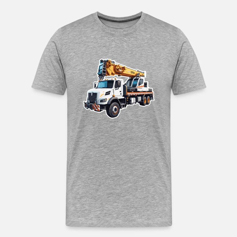 Kran / Baustelle / Seilwinde / Kransystem - Männer Premium Bio T-Shirt - Grau meliert