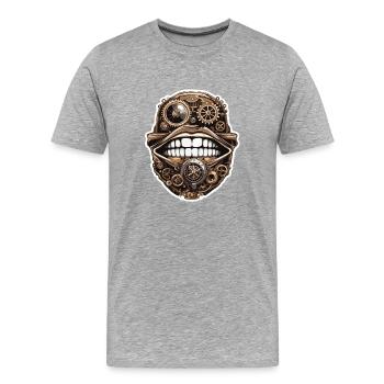 Bouche / Lèvres / Dents / Langue / Sourire / Baiser - T-shirt bio Premium Homme - gris chiné - Devant - Damien (186cm)
