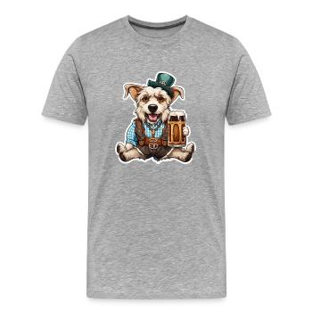 Lederhosen / Animal / Costume traditionnel / Tradition / Chien - T-shirt bio Premium Homme - gris chiné - Devant - Damien (186cm)
