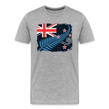 Nouvelle-Zélande Aotearoa Kiwi 11 - T-shirt bio Premium Homme - gris chiné - Devant - Damien (186cm)