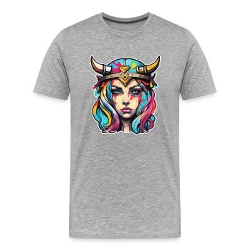 Viking / Thor / Odin / Nordique / Celtique - T-shirt bio Premium Homme - gris chiné - Devant - Damien (186cm)