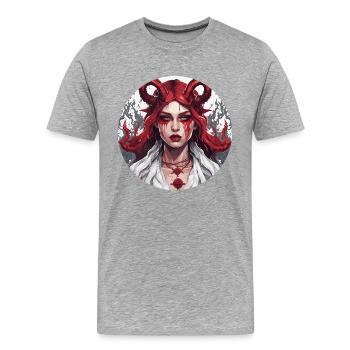 femme diabolique / sang / gothique / heavy metal - T-shirt bio Premium Homme - gris chiné - Devant - Damien (186cm)