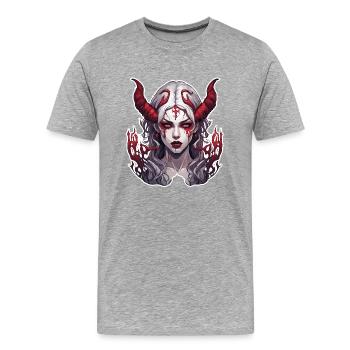 femme diabolique / sang / gothique / heavy metal - T-shirt bio Premium Homme - gris chiné - Devant - Damien (186cm)