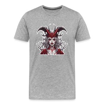 femme diabolique / sang / gothique / heavy metal - T-shirt bio Premium Homme - gris chiné - Devant - Damien (186cm)