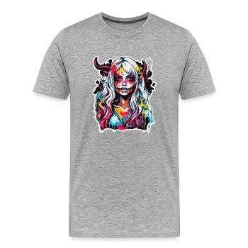 teuflische Frau / blut / Gothic / Heavy Metal - Männer Premium Bio T-Shirt - Grau meliert - Vorne - Damien (186cm)