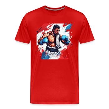Boxer / Sport / Kampf / Arena / Boxring / Fäuste - Männer Premium Bio T-Shirt - Rot - Vorne - Damien (186cm)