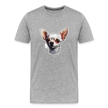 Chihuahua / petit chien / animal / minuscule / race - T-shirt bio Premium Homme - gris chiné - Devant - Damien (186cm)
