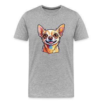 Chihuahua / petit chien / animal / minuscule / race - T-shirt bio Premium Homme - gris chiné - Devant - Damien (186cm)