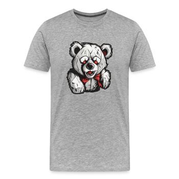 Ours en peluche / Peluche / Animal en peluche / Idée cadeau - T-shirt bio Premium Homme - gris chiné - Devant - Damien (186cm)