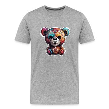 Ours en peluche / Peluche / Animal en peluche / Idée cadeau - T-shirt bio Premium Homme - gris chiné - Devant - Damien (186cm)