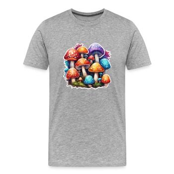 Champignon / Champignon / Prairie / Forêt / Goa / Psy - T-shirt bio Premium Homme - gris chiné - Devant - Damien (186cm)