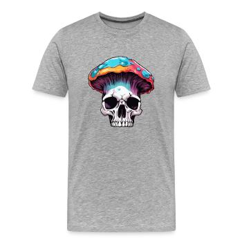 Champignon / Champignon / Prairie / Forêt / Goa / Psy - T-shirt bio Premium Homme - gris chiné - Devant - Damien (186cm)