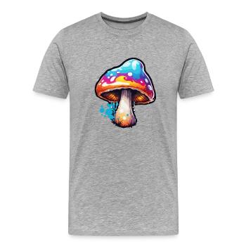 Champignon / Champignon / Prairie / Forêt / Goa / Psy - T-shirt bio Premium Homme - gris chiné - Devant - Damien (186cm)