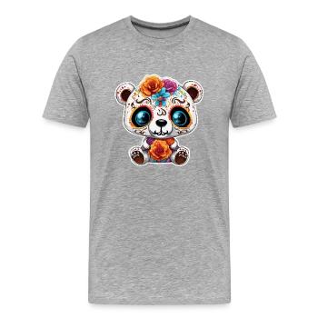Ours en peluche / Peluche / Animal en peluche / Idée cadeau - T-shirt bio Premium Homme - gris chiné - Devant - Damien (186cm)