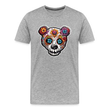 Ours en peluche / Peluche / Animal en peluche / Idée cadeau - T-shirt bio Premium Homme - gris chiné - Devant - Damien (186cm)