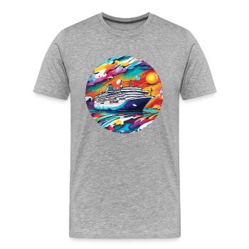 Bateau pirate / Bateau / Mer / Océan / Vagues - T-shirt bio Premium Homme - gris chiné - Devant - Damien (186cm)