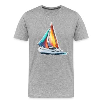 Pirate Ship / Boat / Sea / Ocean / Waves - Men's Premium Organic T-Shirt - heather grey - Front - Damien (186cm)