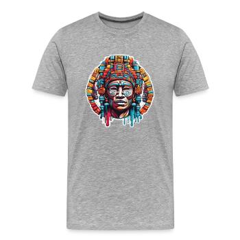 Maya / Haute Culture / Pérou / Calendrier Maya / Motif - T-shirt bio Premium Homme - gris chiné - Devant - Damien (186cm)