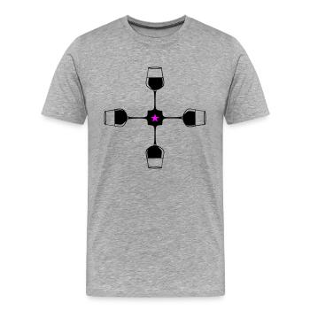 Verre à vin rouge de vin - T-shirt bio Premium Homme - gris chiné - Devant - Damien (186cm)