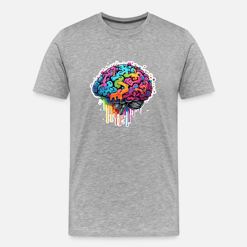 Brain / Knowledge / Intelligence / Smart / Thinking - Men's Premium Organic T-Shirt - heather grey